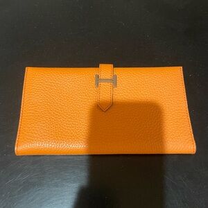 Hermes Epsom Bearn Gusset Wallet Orange